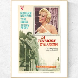 1950s Spanish Poster for Marilyn Monroe&#39;s 1950s movie &#39;The Seven Year Itch&#39;, Hand Made Digital Pigment Art Print, Wall & Home Decor