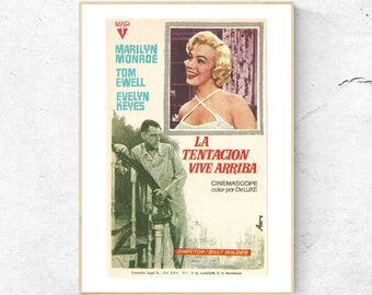 1950er Jahre Spanisches Poster für Marilyn Monroes 1950er Jahre Film 'The Seven Year Itch', Handgemachter Digital Pigment Art Print, Wand & Wohndekor