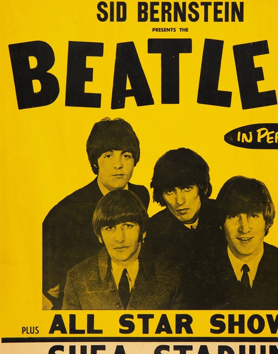 Beatles Shea Stadium 1960s Concert Poster – Reproduction Art Print