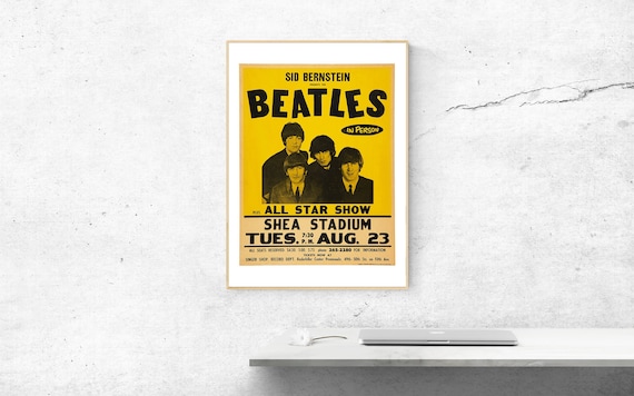 Beatles Shea Stadium 1960s Concert Poster – Reproduction Art Print