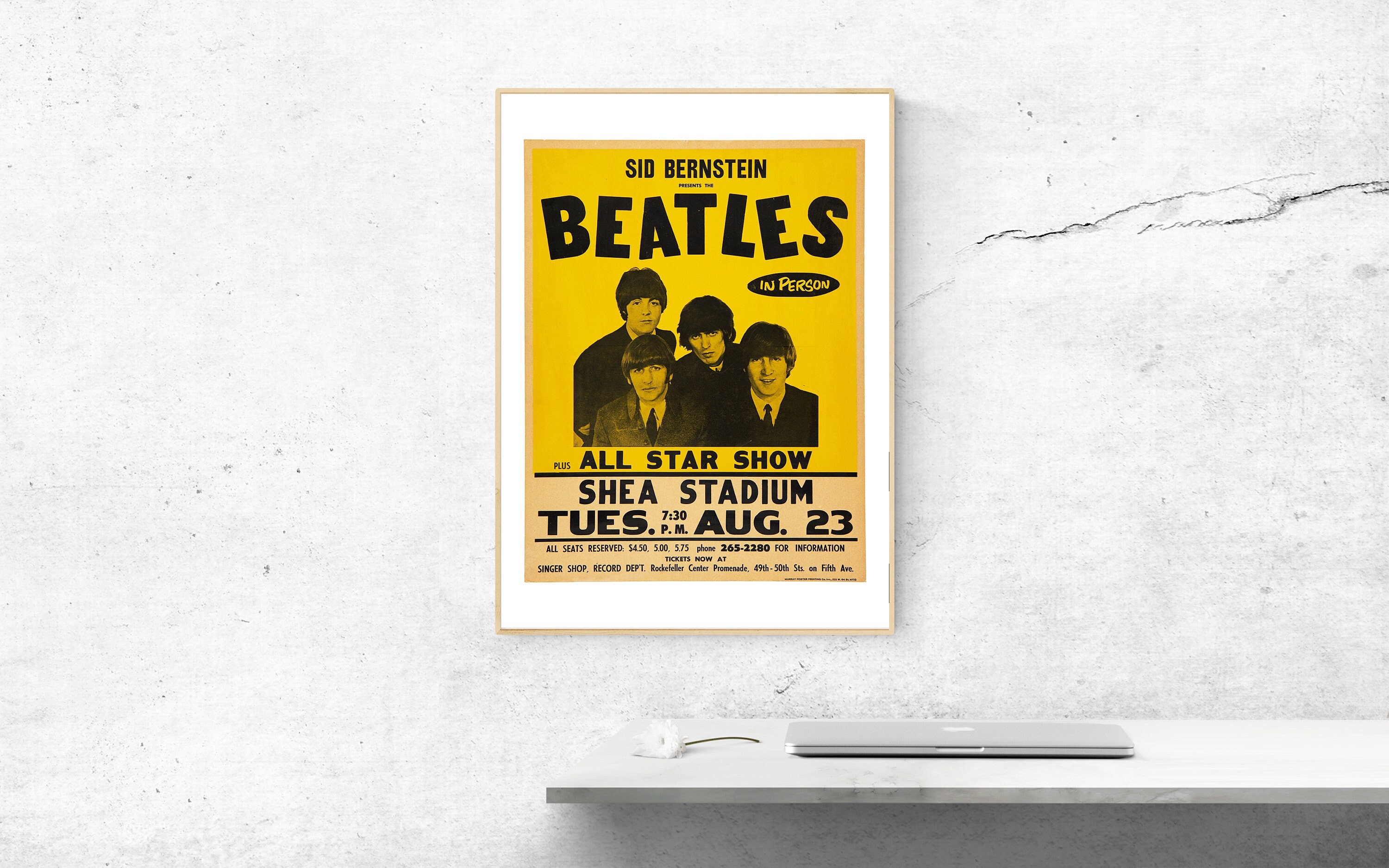 Classic Beatles Poster From the Legendary Shea Stadium Gig 1960s