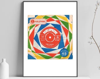 Płyta i okładka The Beatles „Please Please Me” z lat 60. XX wieku, wydruk cyfrowy