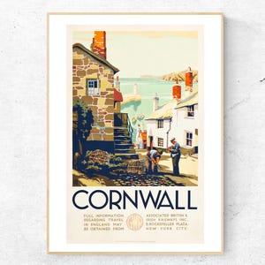 Classic Great Western Railway Cornwall Travel Poster, Giclee Art Print, High Quality Wall & Home Decor