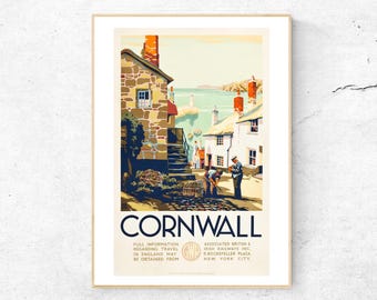 Plakat podróżniczy Kornwalii, wydruk artystyczny Giclée Great Western Railway