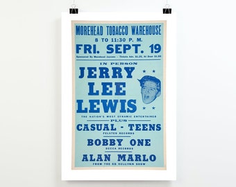 Jerry Lee Lewis - 1955 - Concert Poster Print - Redplanetgraphics