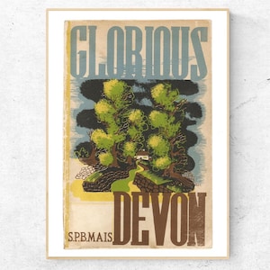 Vintage Devon Book Cover, illustrated by E. McKnight Kauffer - Hand Made Giclee Art Print, Wall and Home Decor.