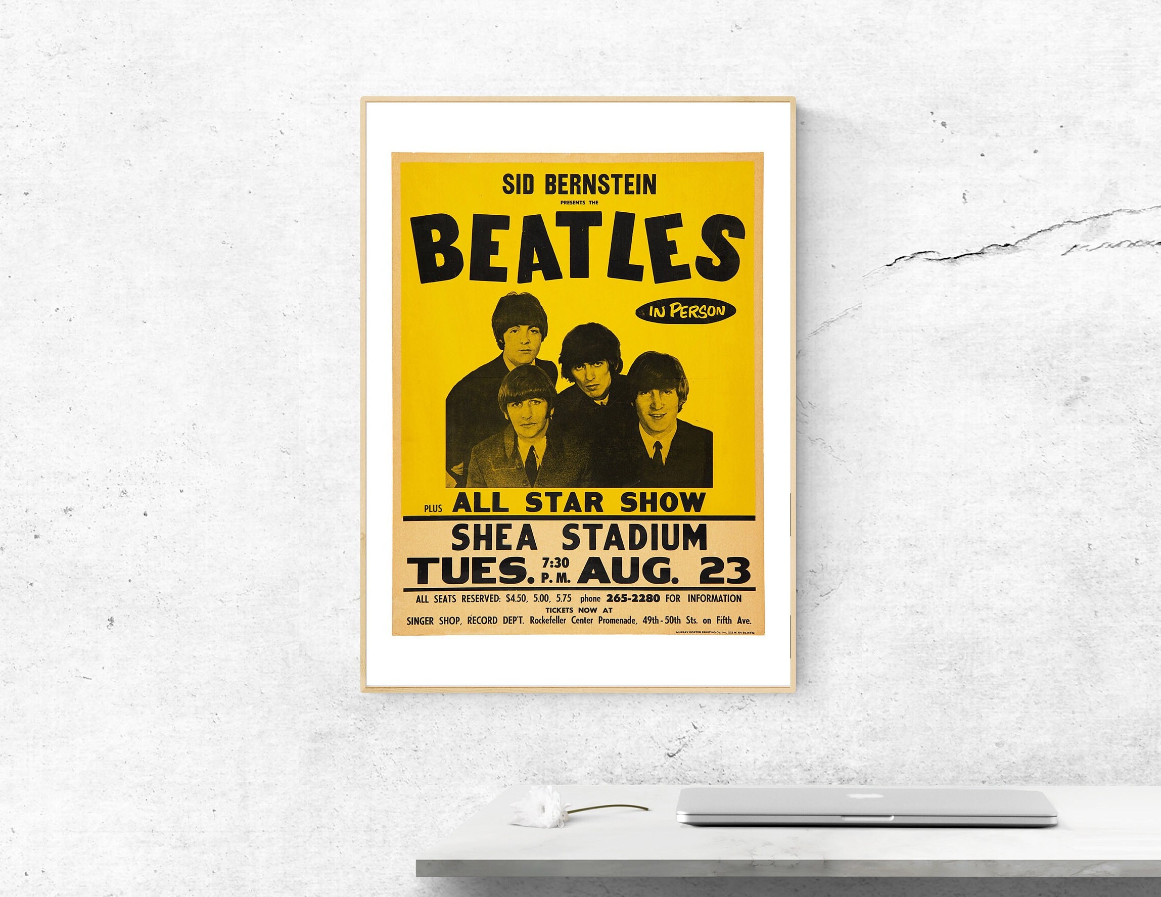Classic Beatles Poster From the Legendary Shea Stadium Gig 1960s