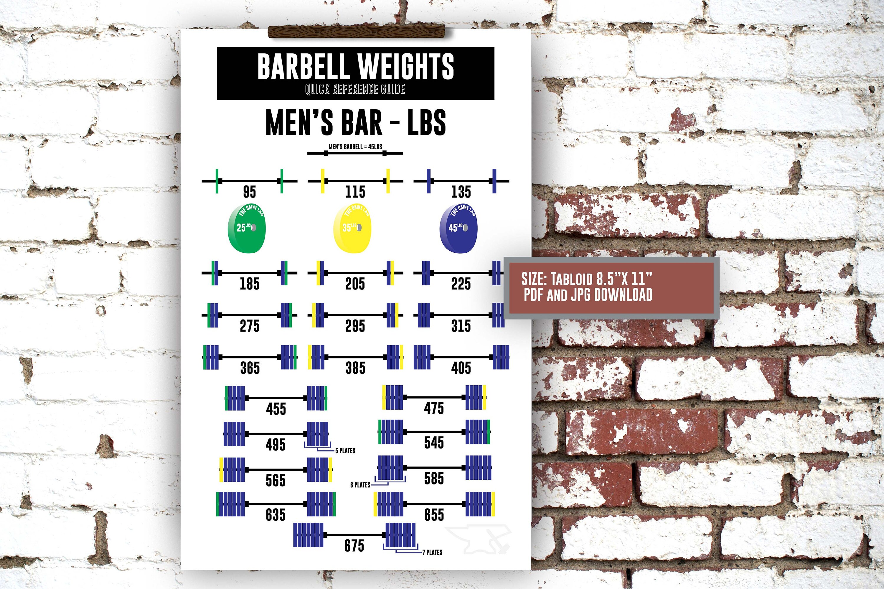 PDF Gym Barbell Peso Cartel Tabloide imprimible para gimnasio Etsy España
