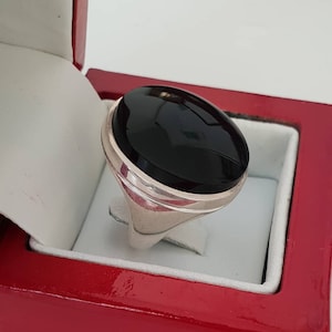 Large onyx silver ring for men or women. Handmade. Big original Yemeni onyx / оникс (custom made)