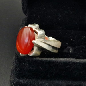 Achat / Aqeeq Silberring mit schönem roten jemenitischem Achat / Agate (Yemen) Silver