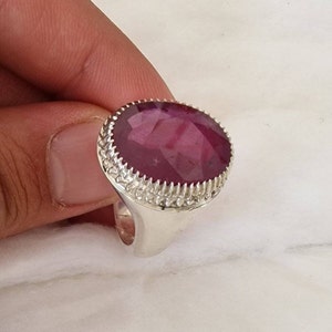 Ruby ring made of silver with a beautiful red ruby handmade