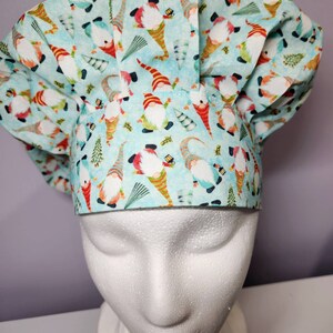 Bouffant style scrub hat-scrub caps-operating room hats-CRNA-CST-RN-bunnycaps-gnome scrub cap-christmas scrub cap-holiday scrub cap