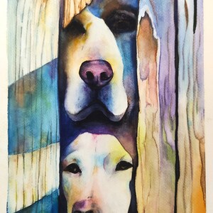 Cani Riproduzione FATTO A MANO Pittura ad acquerello