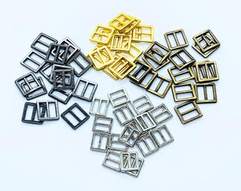 Mini doll belt or shoe buckle, doll accessories, doll clothing accessory, mini buckle, doll clothes sewing, metal shoe buckles, 4 colors