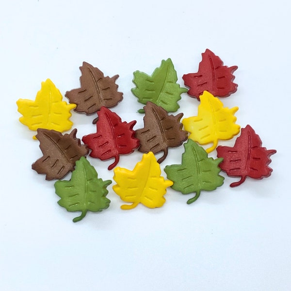 Autumn leaves, resin, maple leaf button, yellow button, fall leaves, green leaves, fall colors, listing is for 12 buttons