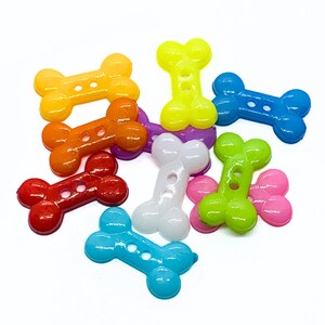 Colorful Plastic Dog Bone Buttons, Sewing Supplies (10 count)