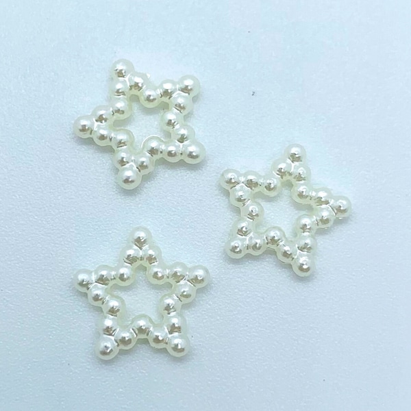 Christmas star buttons, star embellishment, simulated pearls button, gift for sewer, stocking stuffer for sewer, listing is for 10 buttons