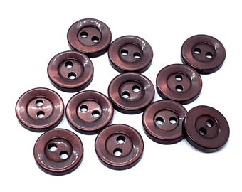 Brown Resin Buttons, 12mm 2 hole (Set of 12)