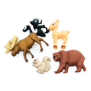 Animal buttons, animal embellishments, moose, bear, squirrel, deer, skunk, flatbacks, shank back, child buttons, forest animals