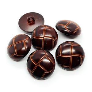 Turtle Shell Pattern Resin Buttons, Faux Leather, Set of 6