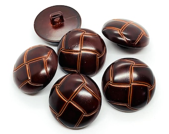 Turtle Shell Pattern Resin Buttons, Faux Leather, Set of 6