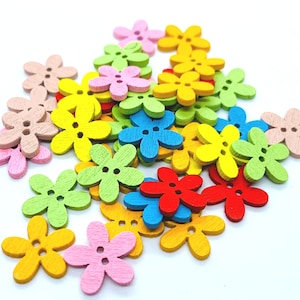 Flower buttons, pink buttons, wooden, listing is for 10 buttons, baby sweater buttons, gift for sewer, gift for mom, craft buttons