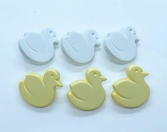Yellow & White Resin Duck Buttons, 18mm (Set of 3)