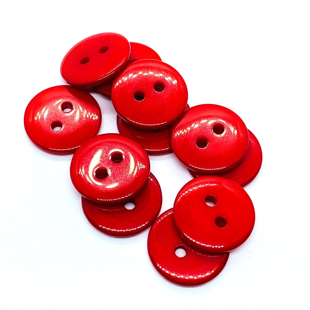 Resin, Round Red Button, 15 Mm, Bright Red Button, Christmas Red Button ...