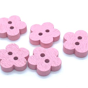Flower buttons, pink buttons, wooden, listing is for 10 buttons, baby sweater buttons, gift for sewer, gift for mom, craft buttons