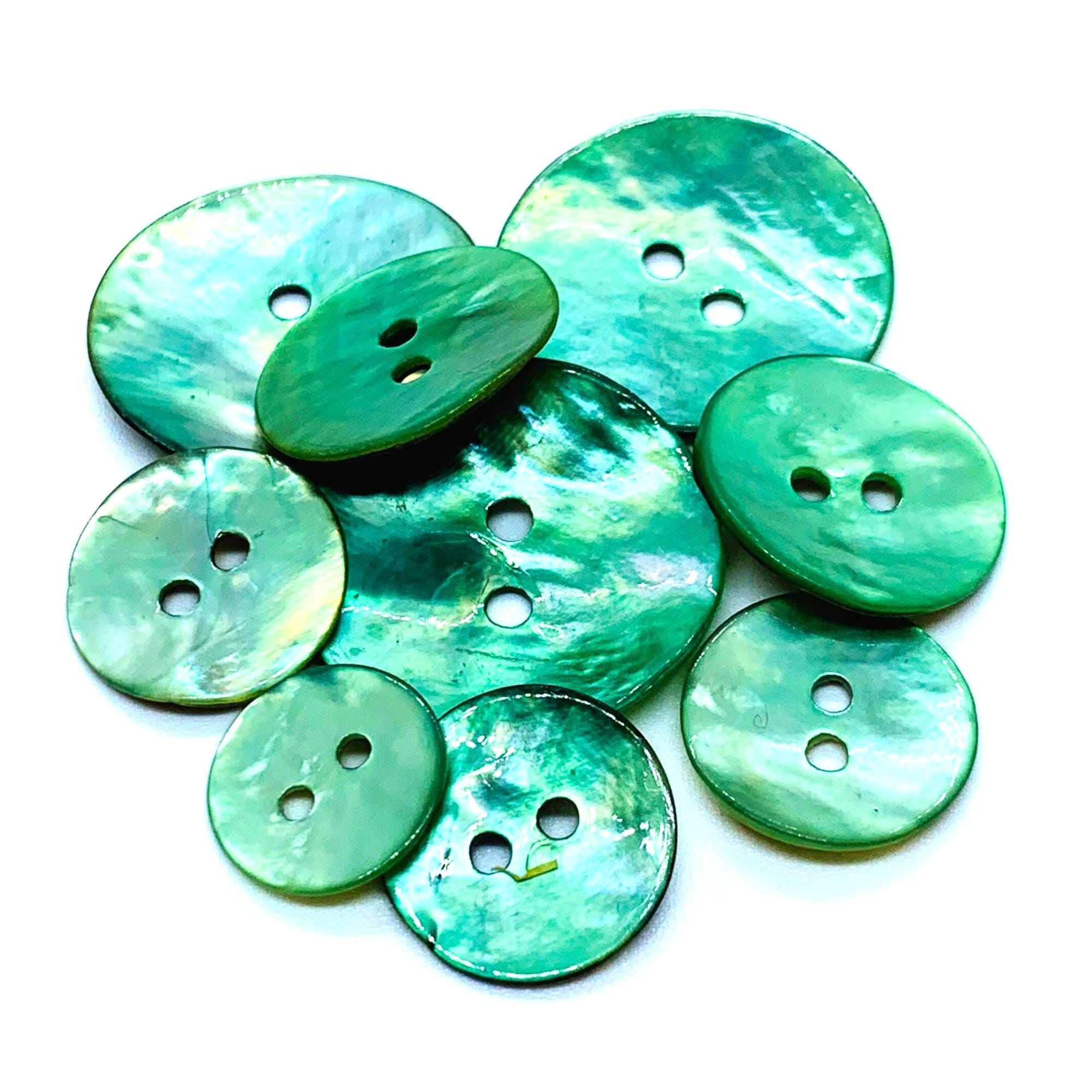 Agoya Buttons, Natural Shell, Round, Green Agoya Button, Four Sizes, 2 ...