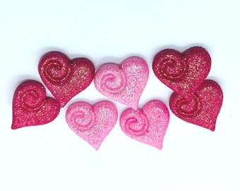Glitter Valentine heart button, craft button, Valentine button, red and pink heart, gift for crafter, gift for sewer, gift for her