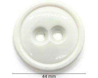 Oversized White Resin Button, Chunky Round 44mm (Set of 2)