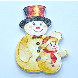 Snowman button, painted, Christmas button, 2 hole button, Christmas crafts button, gift for sewer, DIY craft sewing notion, stocking stuffer