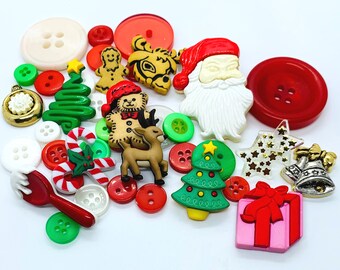 Christmas buttons, reindeer button, green tree, jingle bell button, ugly Christmas sweater, stocking stuffer, gift for her, gift for sewer