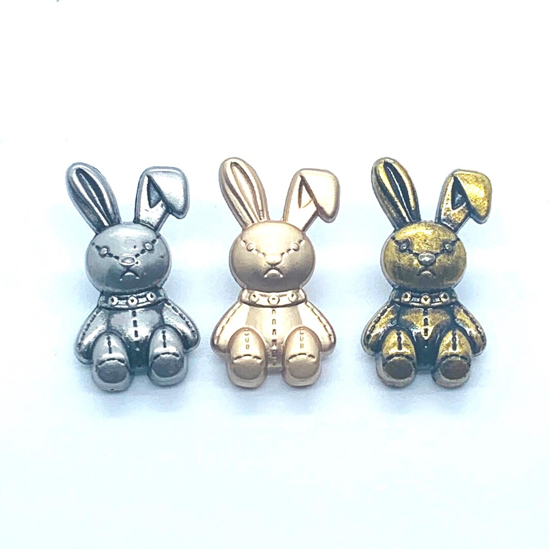 Easter Bunny Buttons, Silver Metal Button, Gold Rabbit Button, Bronze ...