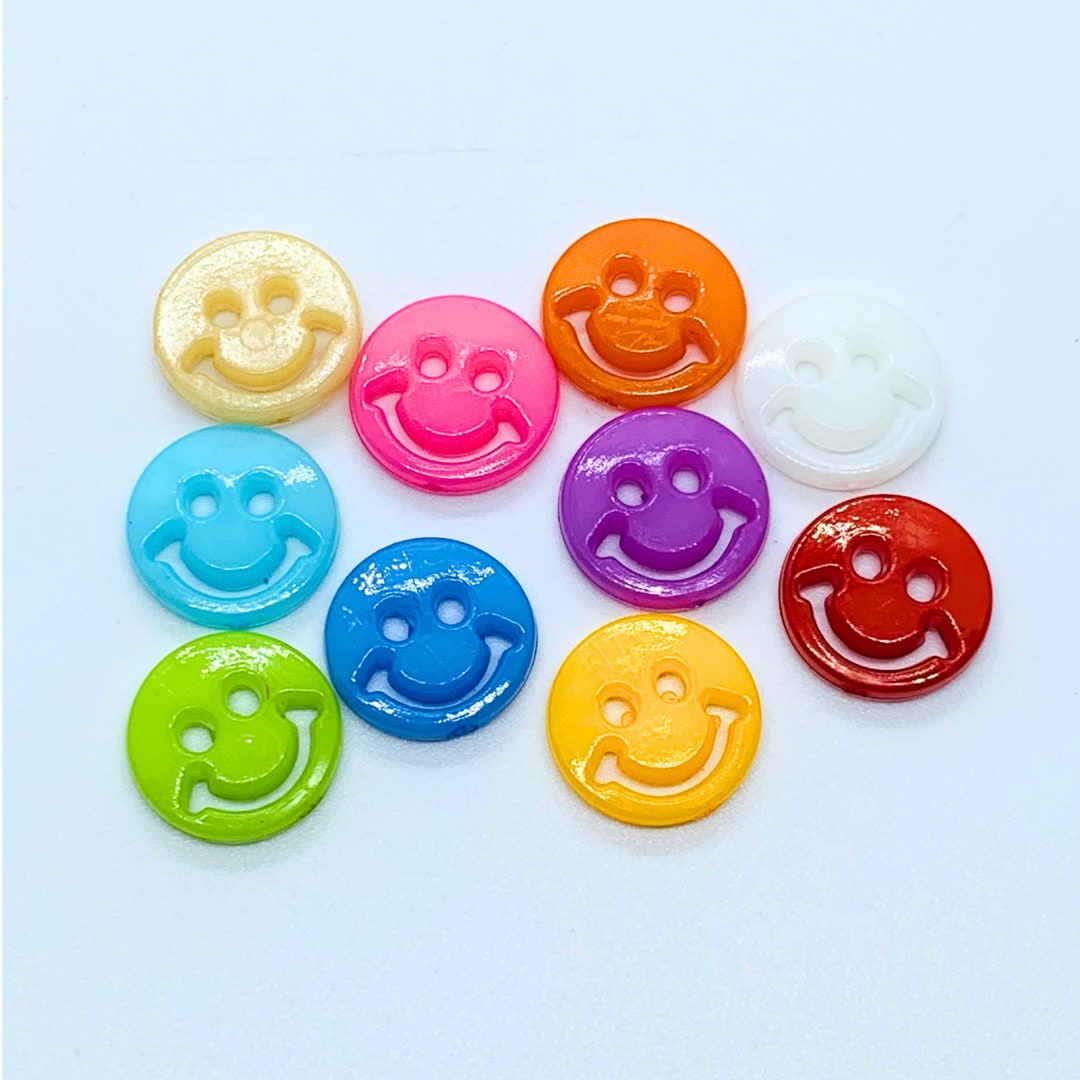 Smiley Face Buttons, Happy Buttons, Multicolored, Baby Sweater Buttons