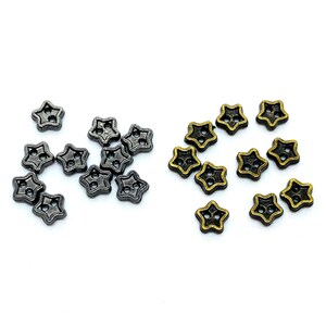 Micro Mini Star Buttons, Antique Bronze, Doll Clothes, (10 pc)