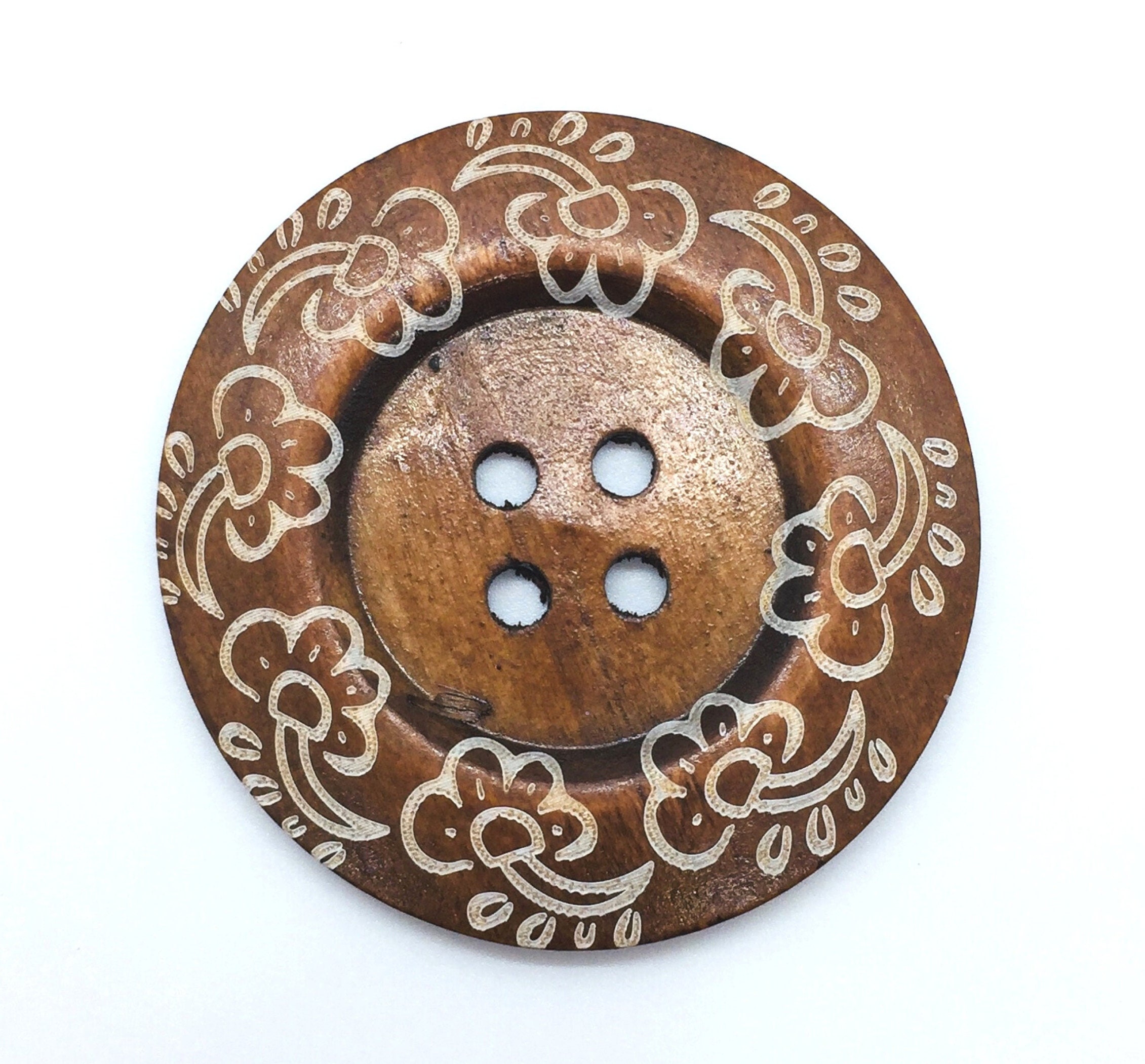 30pcs Large Size Wood Buttons 38mm Round Sewing Button 4 Holes Large Buttons for Crafts Sewing Large Wooden Buttons for DIY Clothing Bag Decoration