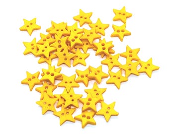 Tiny, mini, gold colored, star buttons, craft or scrapbooking buttons, accessories for doll clothes. 9 mm, mini stars, gold stars