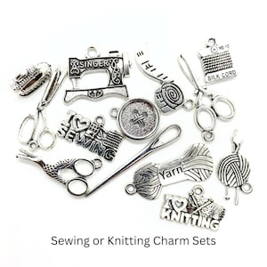 Sewing theme charm, sewing machine, button charm, sewing needle, measuring tape, charms for necklace, knitting charms, metal sewing charms