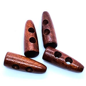 Wooden toggle buttons,  30mm long, red brown wood toggle button, gift for knitter, gift for her, knitting accessory