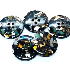 Boutons style baroque en résine, Boutons pour manteaux multicolores, 25 mm, 21 mm, 18 mm et 15 mm (Lot de 5)