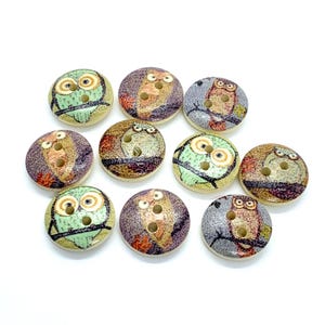 Owl buttons, bird buttons, wooden button, owls, gift for sewer, gift for quilter, gift for her