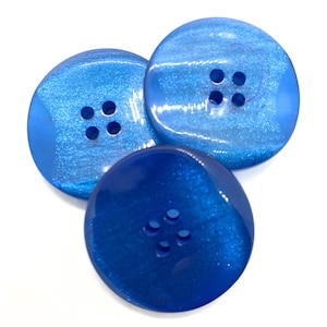 Shiny, blue button, glitter button, dress button, gift for sewer, 30mm in diameter, oversize button, coat button, jacket button