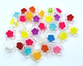 Flower button, bright color, shank back, daisy button, bouquet flower, 14mm round, listing is for 10 buttons, stocking stuffer, gift for her