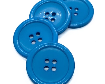 Oversized Round Blue Resin Buttons, Set of 4 (28mm)