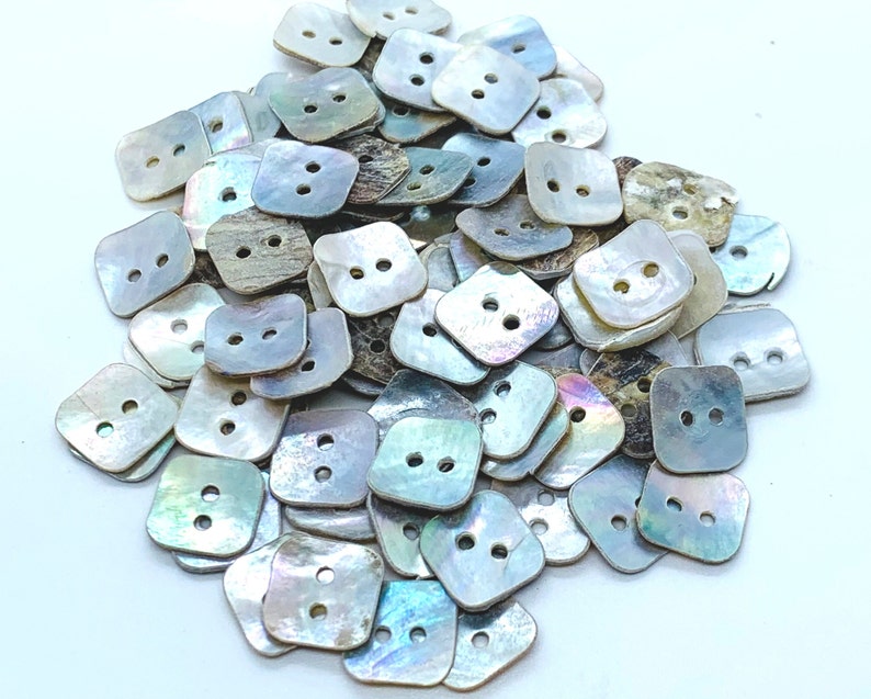 White Shell Button Square Shell Buttons, Mother of Pearl, 11mm, 2 Hole for Sewing, Listing ...