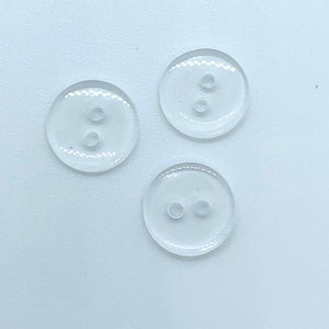 Clear, resin buttons. 2 hole sewing buttons, garment buttons, craft buttons, round buttons, 11mm diameter, listing is for 10 buttons