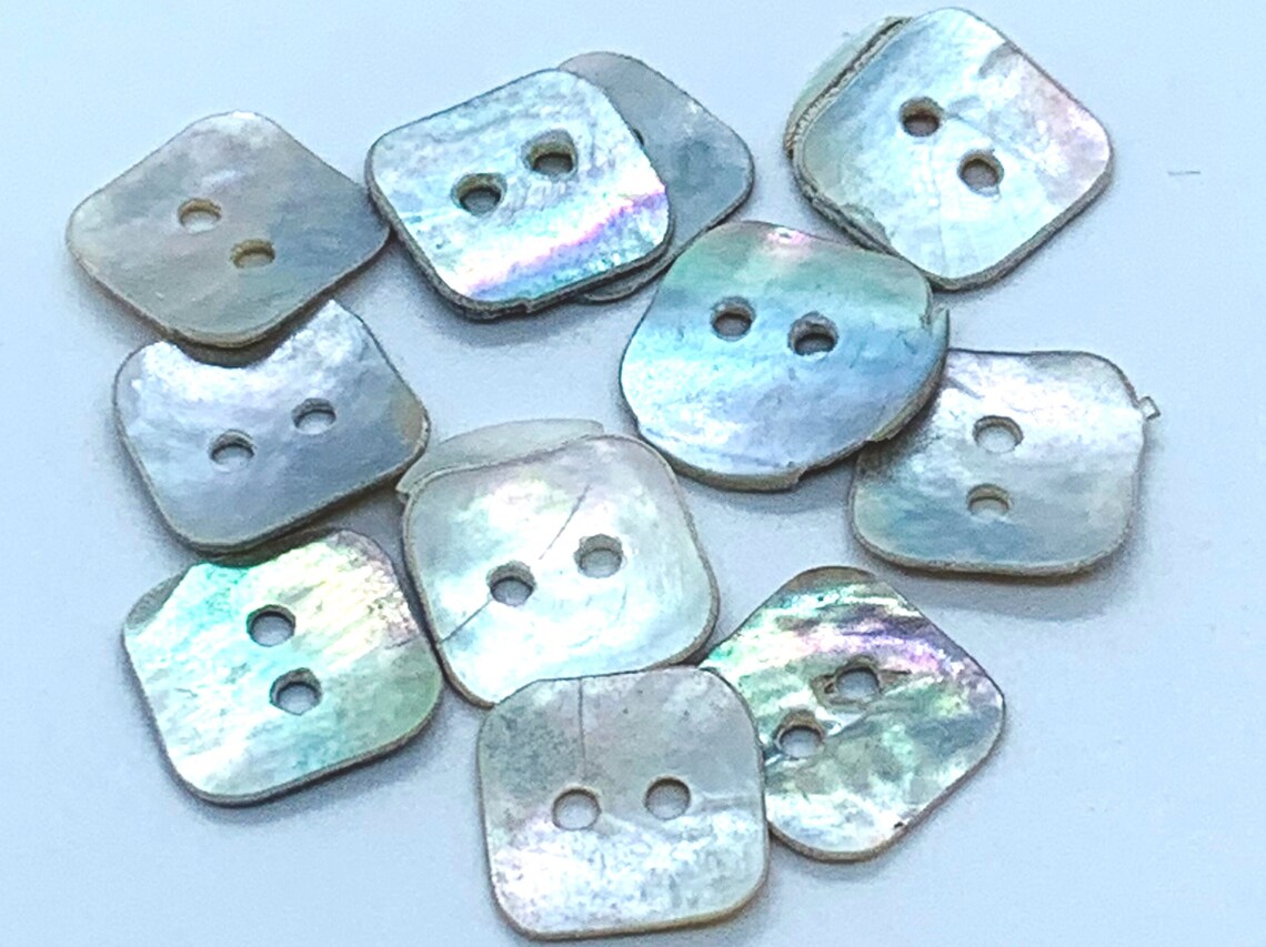 Square Shell Buttons, Mother of Pearl, 11mm, 2 Hole for Sewing, Listing ...