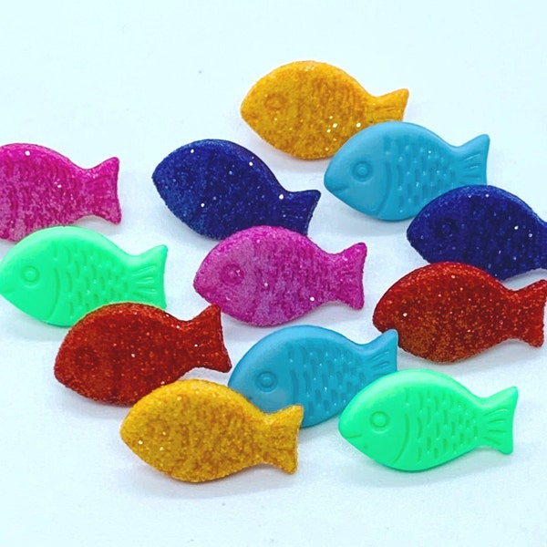 Fish buttons, ocean themed buttons, small plastic fish, gift for sewer, children's buttons, sweater buttons,